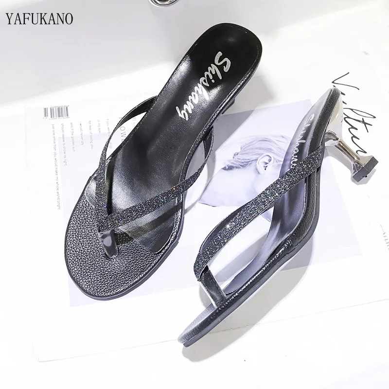 black flip flops with bling