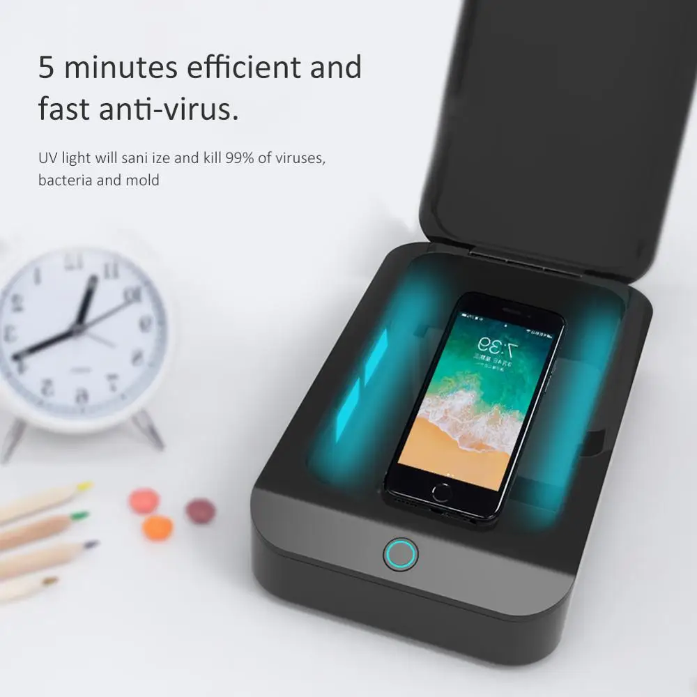 

5V USB Charging UV Sterilization Box for Car Keys Effectively Disinfected Ultraviolet Disinfection Box for 6-inch Mobile Phones