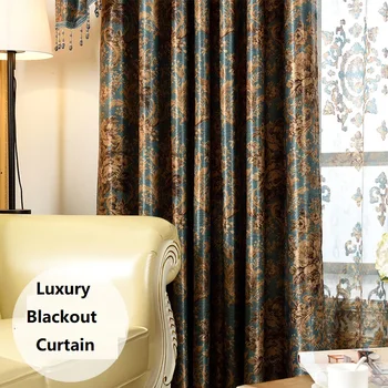 

European Blackout Curtain High Shading Rate Luxury Window Curtain for Living Room Bedroom Villa Examplary Suit Decor Curtain