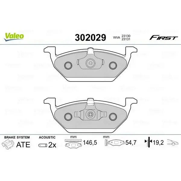 Колодки тормозные VALEO 302029