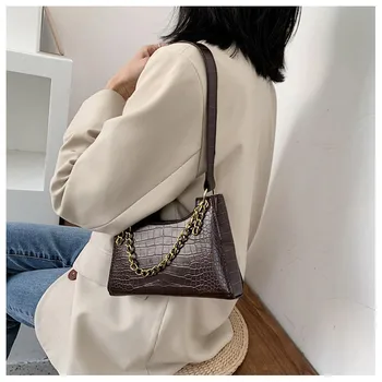 

High sense crocodile pattern women's chain small square bag 2020 new foreign style custom handbag chic shoulder Messenger bag wo