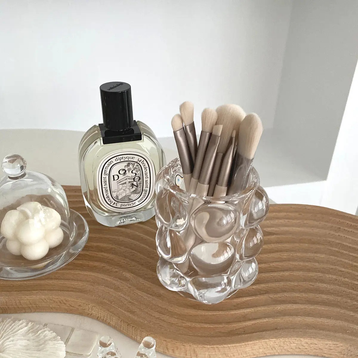 Creative Makeup Brush Holder Decorative Transparent Glass Pen Holder Crystal Nordic Ins Style Desktop Simple Pencil Storage Box 3