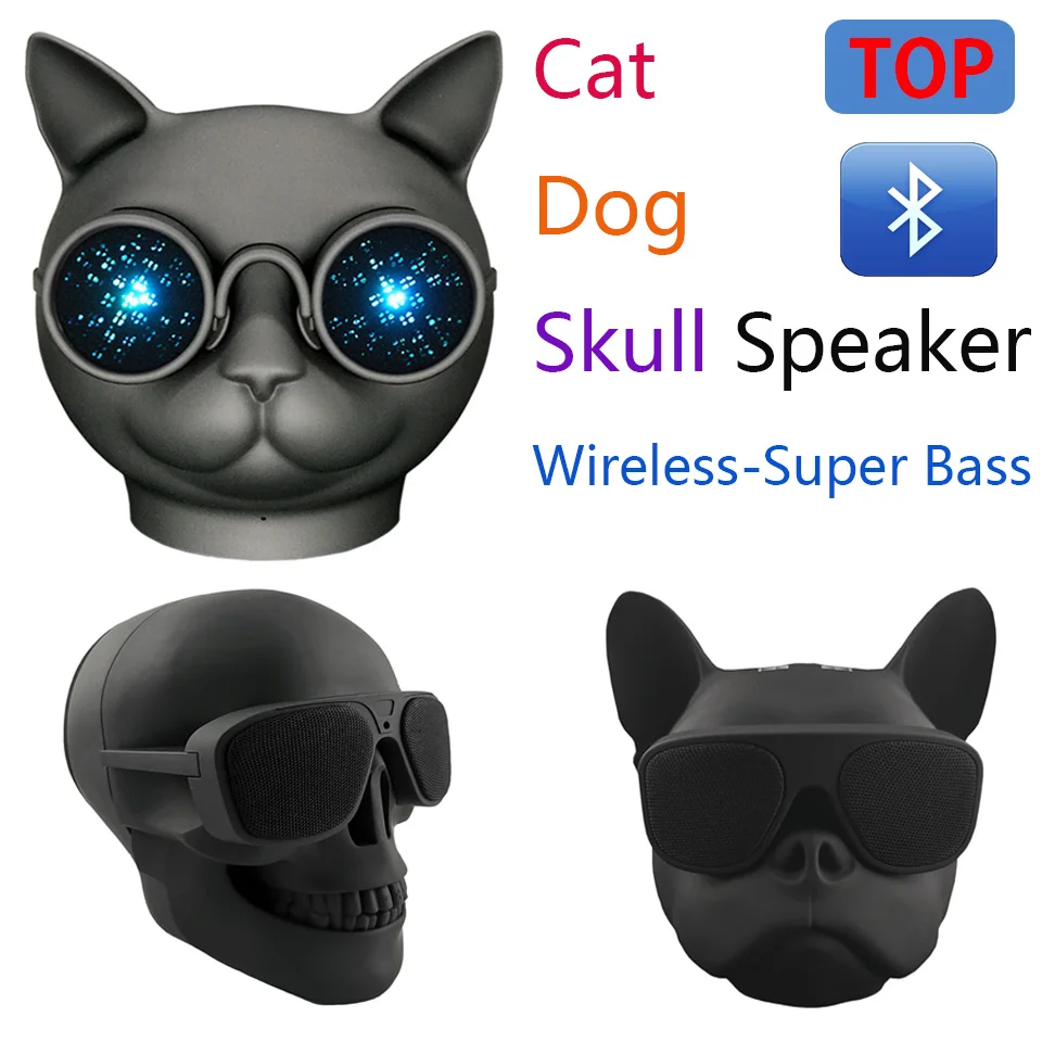 Big Version Skull Dog Cat Wireless Speakers Portable Bluetooth Speaker Subwoofer 360° Stereo Super Bass TF Card Music Player |