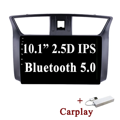 YAZH 10,1 ''2.5D ips экран Android 9,0 Автомобильный плеер мультимедиа для Nissan Sylphy 2012 2013 с SWC/OBD/Carplay - Цвет: with carplay