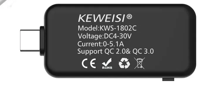 KWS-1802C Многофункциональный USB тестер тип-c зарядное устройство детектор цифровой вольтметр Амперметр измерители напряжения