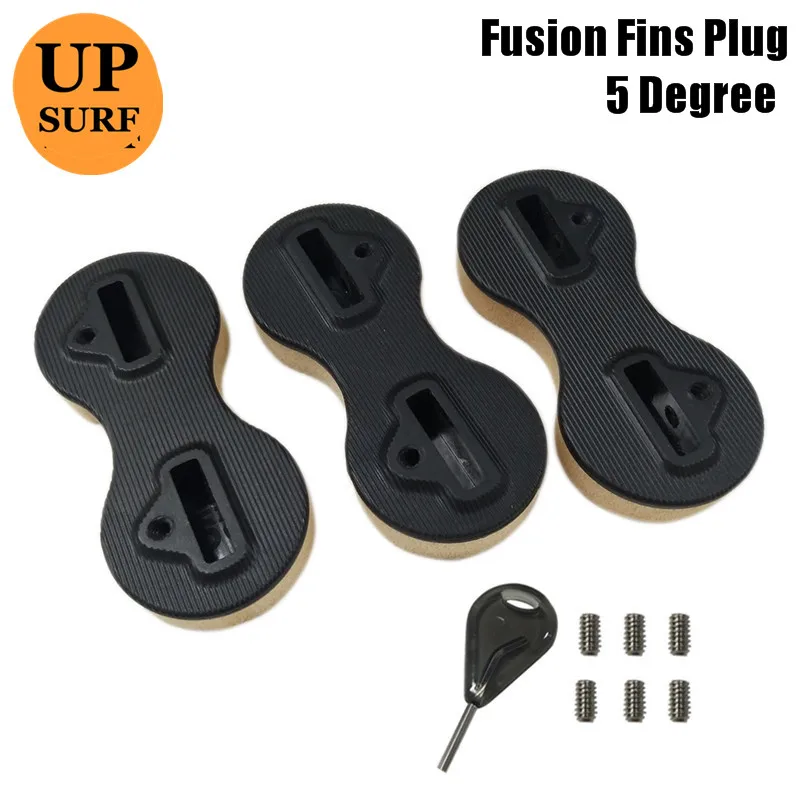 3pcs Fins Plug Box 5/9 Degree Fusion Surf Fins Plugs 3pcs Double Tabs Fins Box+1pc Key+6pcs Screws Set