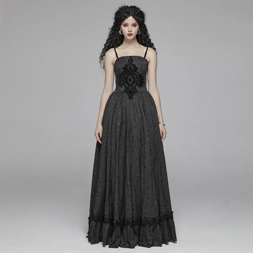 

PUNK RAVE Women Gothic Tube Jacquard Long Dress Retro Victorian Gorgeous Court Evening Party Stage Performance Women Dress