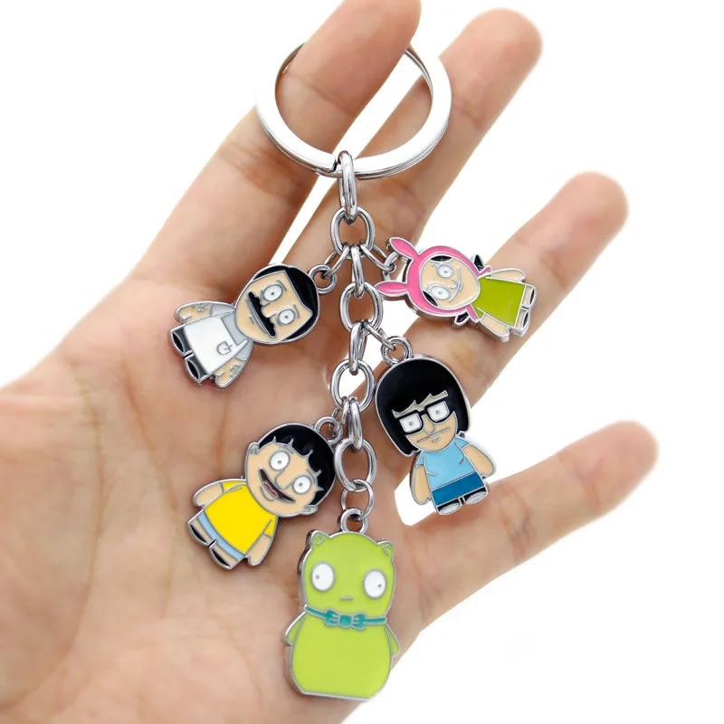 Аниме Bobs Burgers брелок Боб Белчер Линда Тина ген Луи милый забавный мультфильм металлический персонализированный брелок для ключей кулон ювелирные изделия