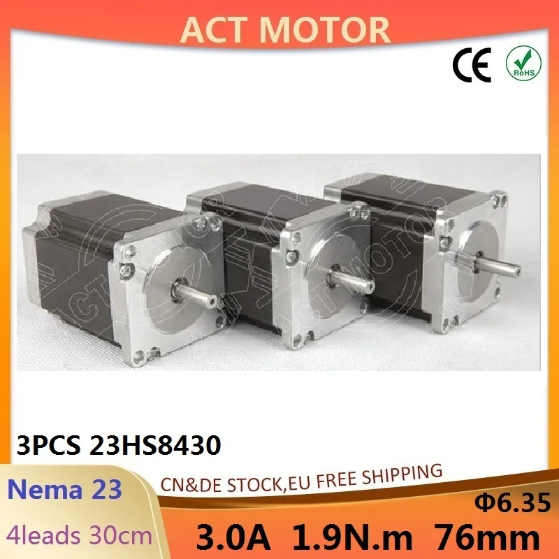 Longs Motor 3pcs NEMA23 270oz CNC 4leads stepper motor 3.0A 23HS8430 