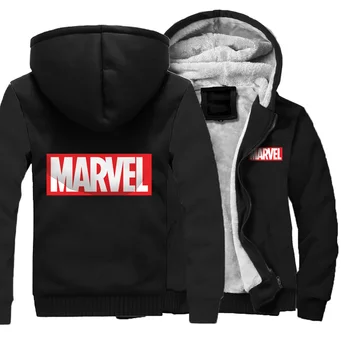 

Marvel The Avengers Letter Print Winter New 2019 Hoodies Fahison Sweatshirt Raglan Men Warm Clothing Sportswear Coat Thick Hoody