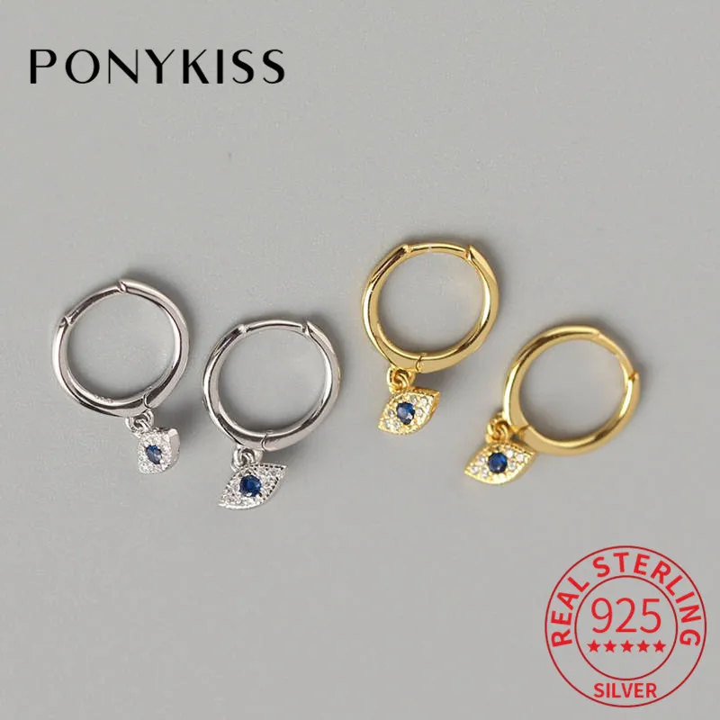 PONYKISS,, 925 пробы, серебро, циркон, глаза дьявола, шикарные серьги-кольца, вечерние, нежные, очаровательные серьги, для женщин, хорошее ювелирное изделие, подарок