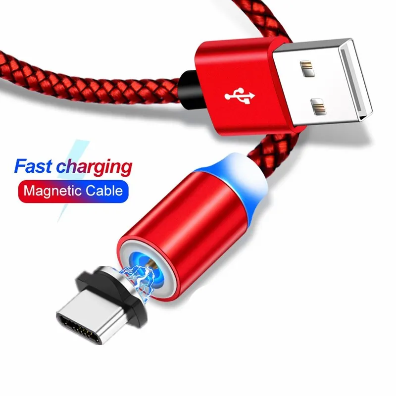 1 м Micro usb type C светодиодный магнитный кабель для huawei honor 7a 7c 6c pto 7x 8x 9x 8a v20 10i 5a 6a xiaomi Note