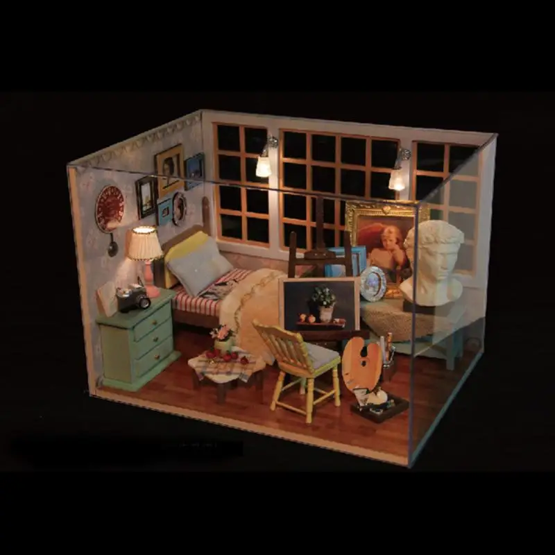 Креативный DIY 3D Деревянный Миниатюрный Кукольный Дом Музыка ручной работы светодиодный модель хижины сборные игрушки Детские подарки на день рождения С Пылезащитным покрытием
