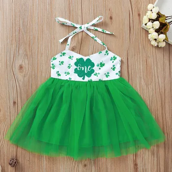 

2020 New Cute Baby Girl Sleeveless Dress Newborn Baby Girls Sundress Summer Toddler Infantil Green Mesh Patchwork Dress 0-18M