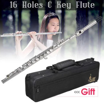 

16 Holes C Key Flute Nickel Plated Concert Flute Cupronickel With Case Screwdriver Set Musical Instruments