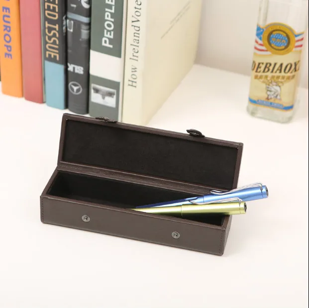 Retro Vintage PU Pencil Case Simple Pen Stationery Storage Box Holder Organizer Container School Office Drive