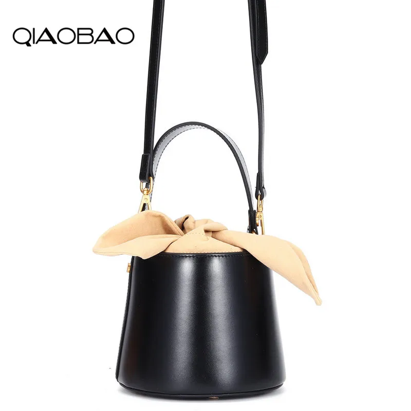 QIAOBAO воловья кожа ведро вместительная сумка для женщин сумка мессенджер сумки ретро сумка