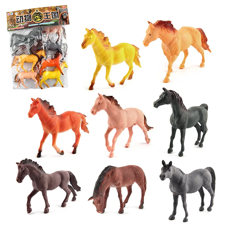 

Hot Sales Animal World Madaochenggong Picture of Eight Horses Set Plastic Ornament Garage Kit Model Doll Toy