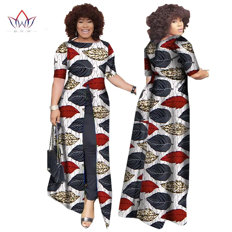 Африканский dashiki африканских платья повседневные Прямые сплит печати Африканский принт хлопок Одежда Сорочка африканского Femme brw WY852 - Цвет: 24