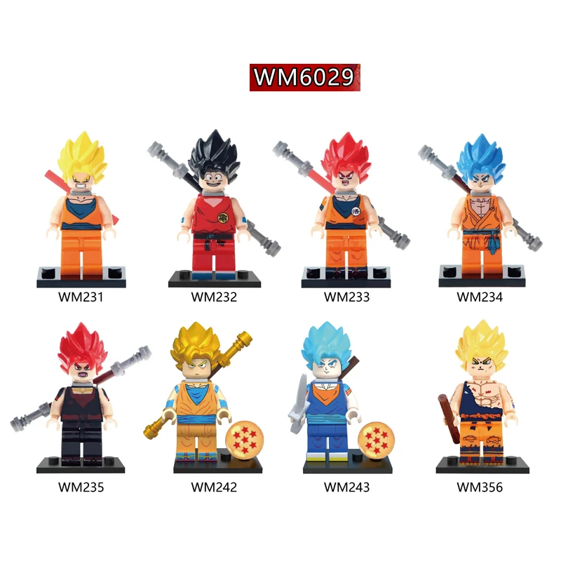 

Single sale Building Blocks Dragon Ball Orange Dress Yellow Hair Son Goku Model Education Comic s Gift Toys For Children WM6029