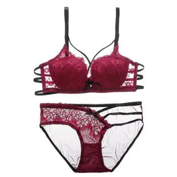 

Women Sexy Bra Set Front Closed Push Up Brassiere Panties Underwire Underwear Solid Female Lingerie Briefs bralette Lingerie