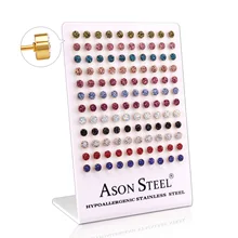 Роскошные ювелирные изделия класса люкс, 60 пар/Лот, детские круглые глиняные CZ серьги-гвоздики для женщин и мужчин, набор из нержавеющей стали, серьги с винтовой вилкой