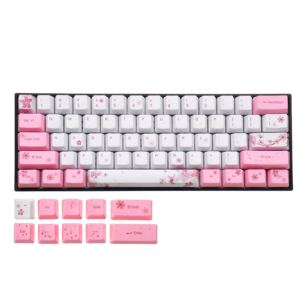 Sakura Keycaps механическая клавиатура PBT краскосублимационный колпачок для 60% Anne pro 2