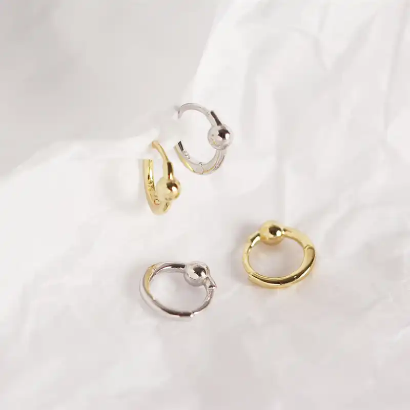 WTLTC 925 стерлингового серебра маленькие колечки для пирсинга серьги для женщин 3 мм Мини шариковые уши широкие Серьги бисерные пирсинг обручи Eariings