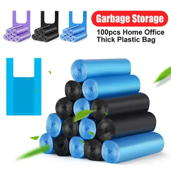 

5 Rolls Garbage Bag Home Office Thick Plastic Bag Portable Environmental Non-Toxic Garbage Bags Odorless 100pcs