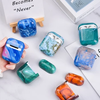 

Luxury Marble Pattern PC Earphone Case For Apple Airpods 2 1 Headphone Cases Coque For Airpods 2 Shockproof Cover Fundas