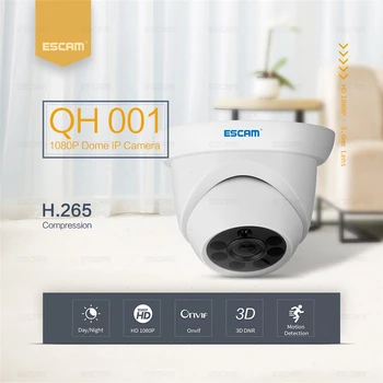 

ESCAM QH001 ONVIF H.265 1080P P2P IR Dome IP Camera With Smart Analysis Function Home Security Surveillance Cameras