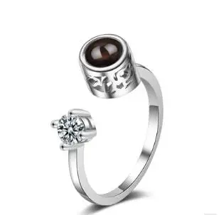 silver plated Дропшиппинг розовое золото и серебро 100 языков я люблю тебя Проецирование кольцо воспоминания о романтической любви обручальное кольцо ювелирные изделия - Цвет основного камня: silver plated