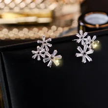 Нежные Многослойные циркониевые цветочные серьги-гвоздики для женщин новые классические простые элегантные маленькие серьги Bijoux