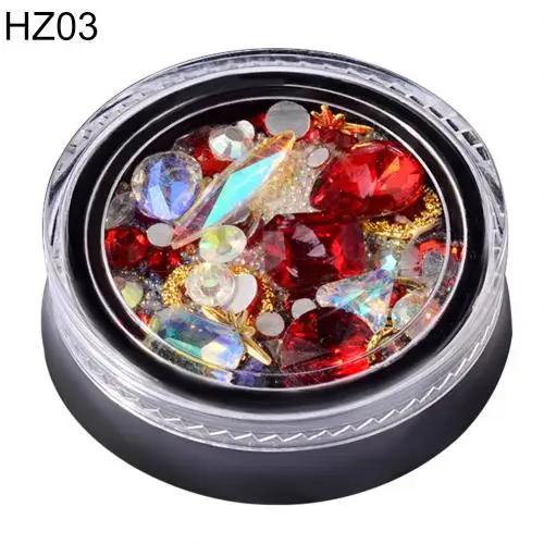 HZ03 Смешанные 3D Стразы, бусины для маникюра, Типсы, украшения, блестящие хрустальные шпильки, камни для ногтей, смешанные цвета, инструмент для маникюра «сделай сам» - Цвет: HZ03