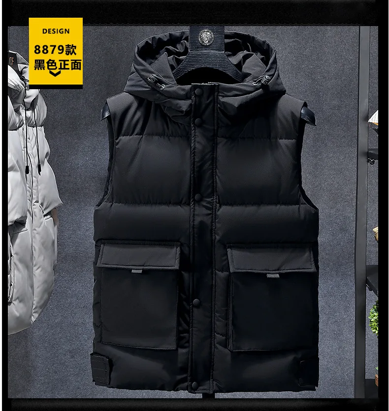 Плюс размер 8XL 7XL 6XL 5XL Камуфляжный зимний теплый хлопковый жилет без рукавов для мужчин осень мужской повседневный колледж плотное худи