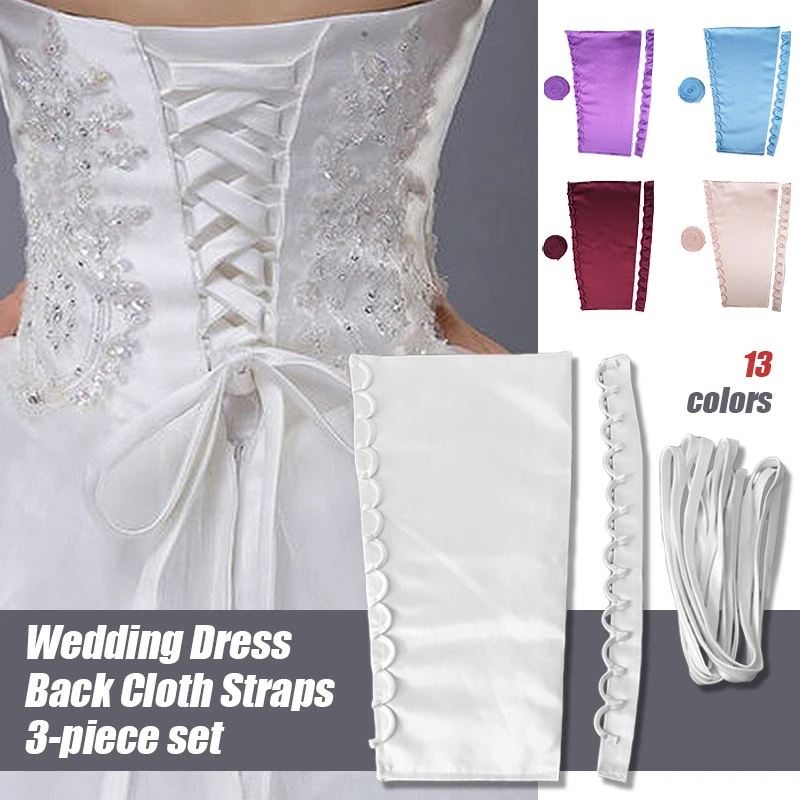 3Pcs/Set Satin Corset Kits Zipper Replacement Wedding Gown Back Lace