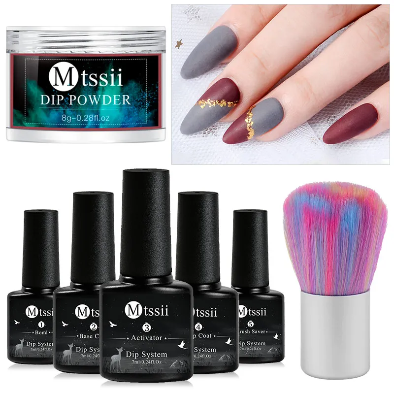 Mtssii Dipping System Powder Nail Art Clear Base Top Gel Coat Activator Brush Saver Without Lamp | Красота и здоровье