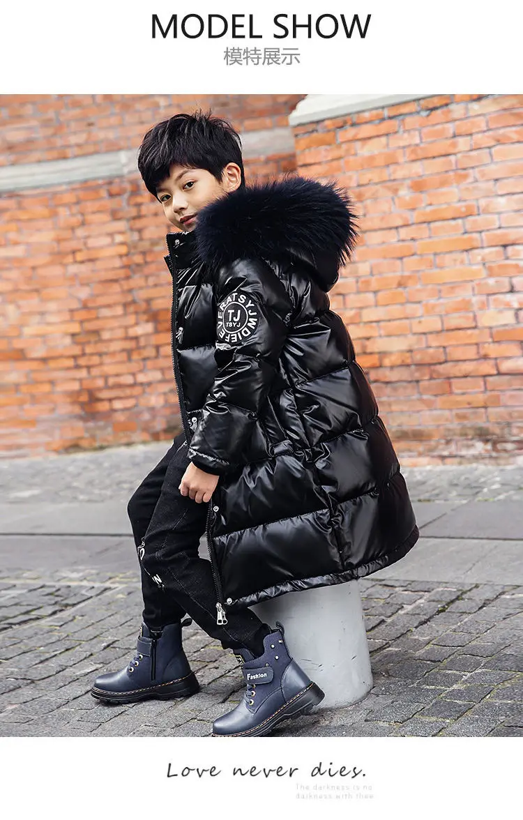 Jaqueta de Inverno das Crianças à Prova Gola de Pele com Capuz Meninos Crianças Roupas Quentes Cabolsas Grossos Vento Criança Grande Parka 6 Cheap Casacos e Parkas