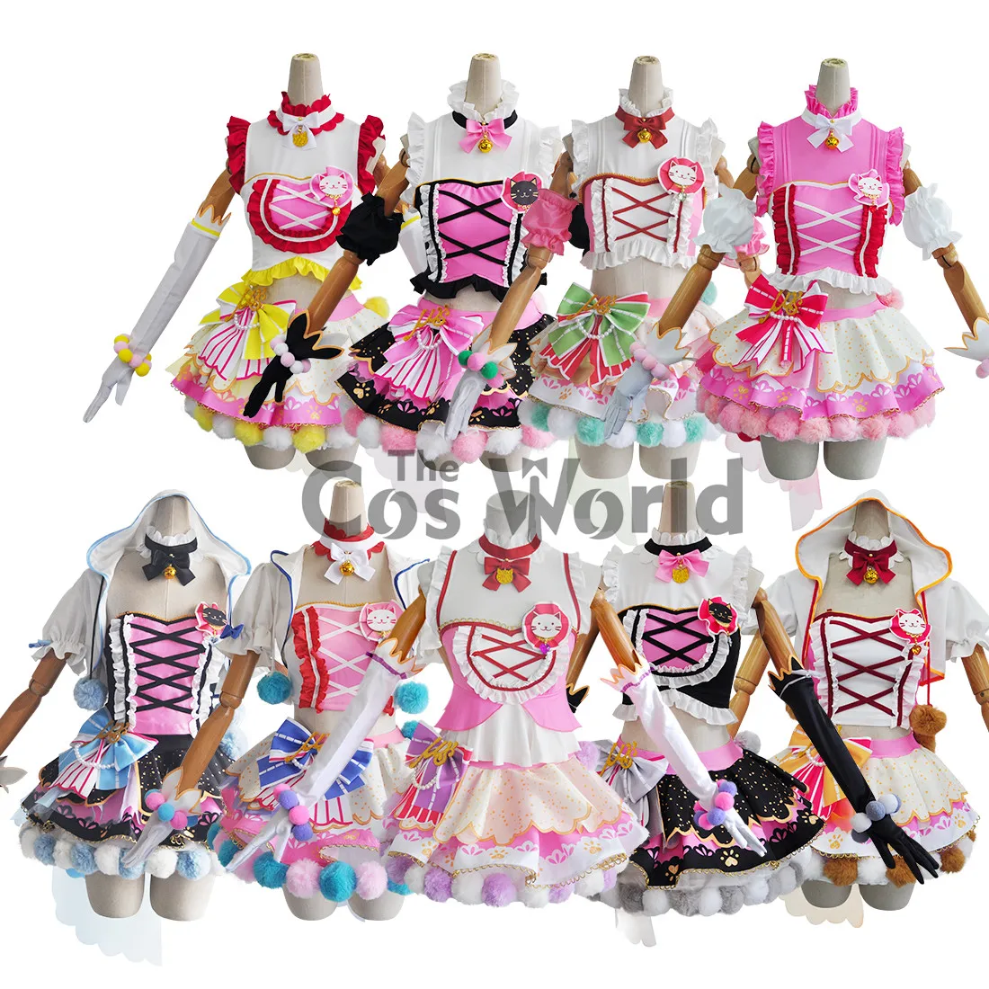 

Love Live Cat Twin Tail Arcade Game 9 Characters Kousaka Honoka Minami Kotori Sonoda Umi Ayase Eli Outfit Anime Cosplay Costumes