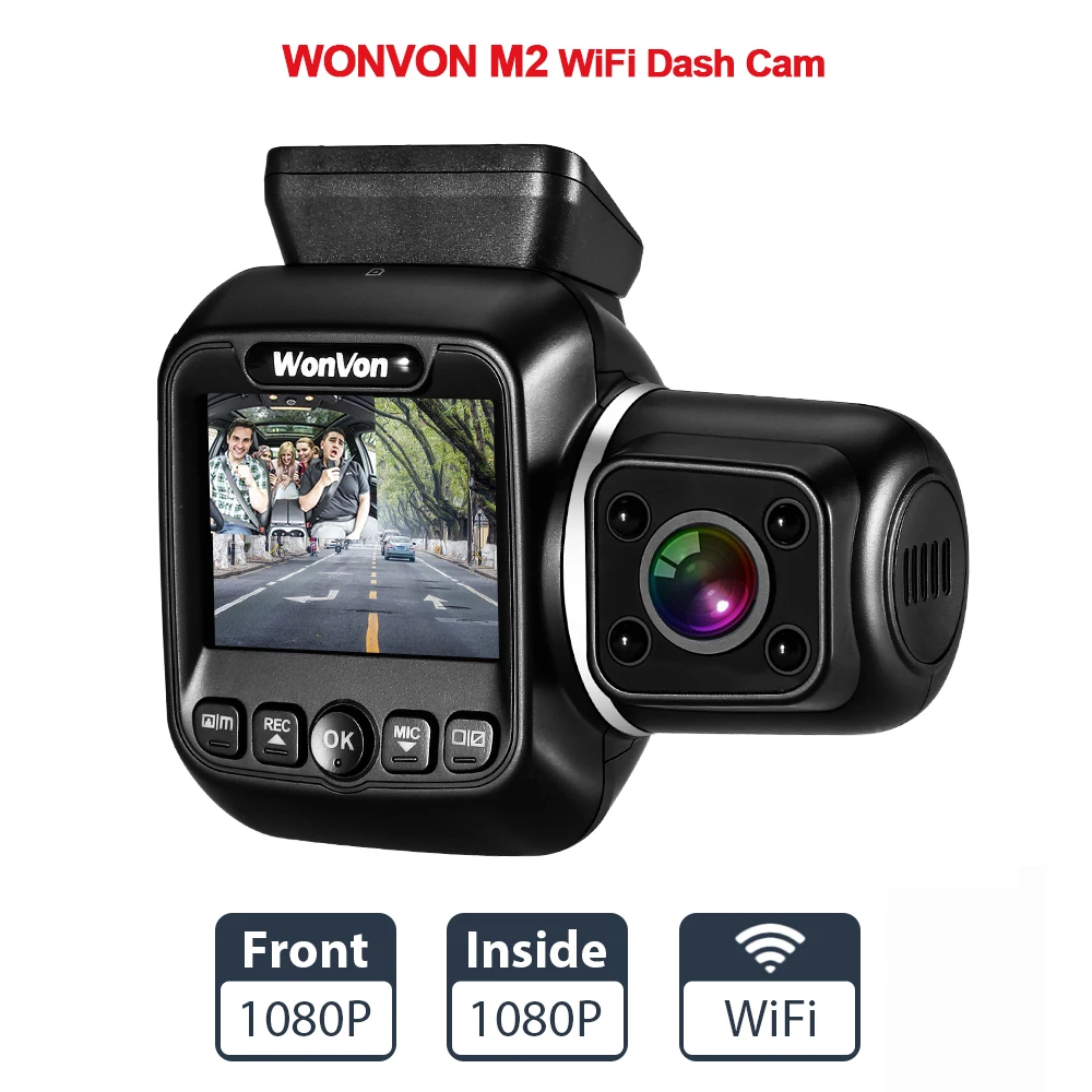 Wonvon M2 двойной объектив Dash Camera1080P 30FPS WiFi Автомобильный видеорегистратор NT96660 2