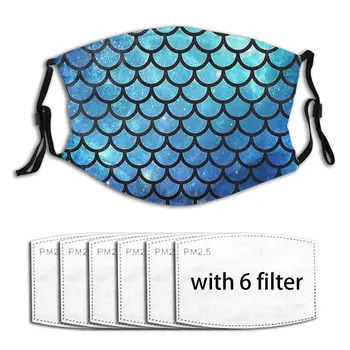 

Washable Reusable Print Face Masks Cute Blue Fish Scales Masks Fabric Protective PM2.5 Masks Proof Haze Anti Dust
