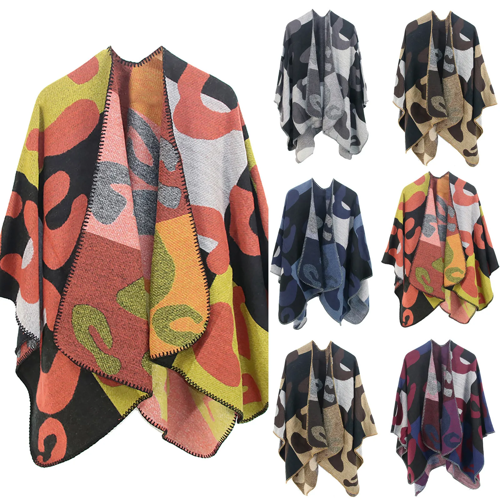 

Women Winter Warm Oversized Printing Blanket Cape Wraps Shawl Cardigans Dec 3rd
