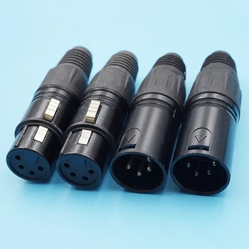 

30Pcs Black 4Pin Xlr Audio Mic Microphone Connector Cannon Female Male Jack Copper Needle Xlr Connector Balance Plug Adapter