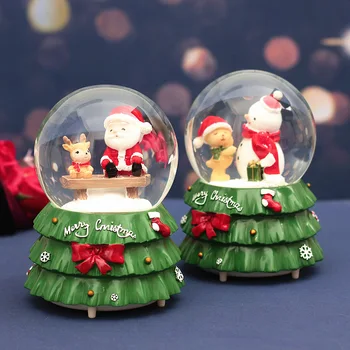 

New Christmas Tree Crystal Ball Night Light Music Box Santa Night Lamp Kids Bedroom Bedside Home Decor New Year Birthday Gifts