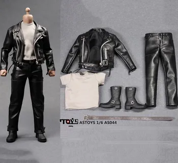 

1/6 AS044 Arnold PunK Leather Black Jacket Suits Set Model Locomotive version Toy Fit 12" Male Figure M35 Body Model