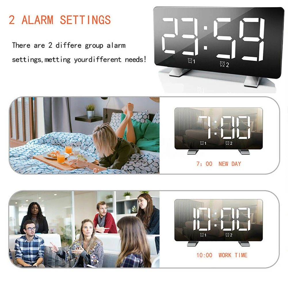 

FM Radios LED Display Time Memory Bedroom Desktop Music Therapy Digital Alarm Clock With Light Home USB Charging Decoration