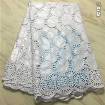 

African style White color cotton bazin lace fabric 5 yards use for lady cloth