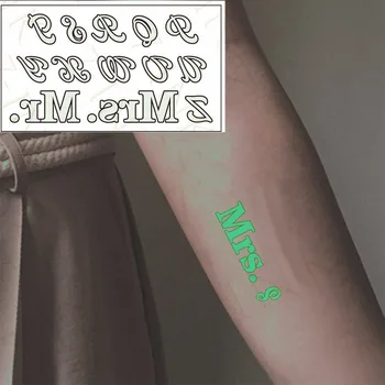 

Glow in the dark Luminous Tattoo Sticker English letter "p-z" ‘MRS’’ MR Waterproof Temporary The Body Art Party Tattoo Stickers