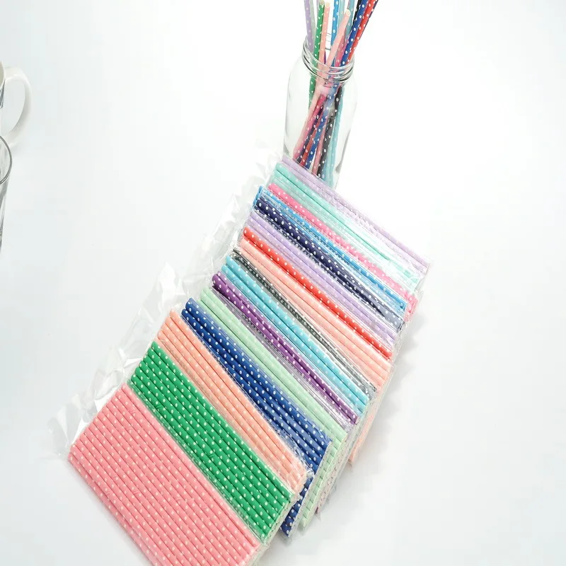 

2019 New Style Manufacturers Direct Selling Paper Sucker Creative Disposable Dotted Color Paper Straw