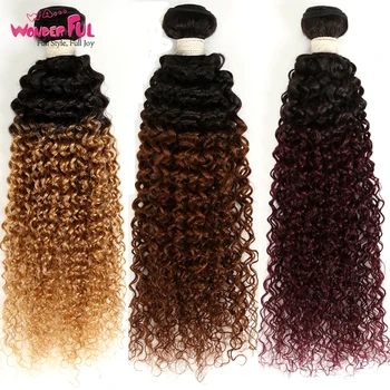 

Wonderful Human Hair Ombre Malaysian Kinky Curly Bundles 3Pcs Remy 100% Human Hair Bundles 2 Tone Color T1B/27# T1B/30# T1B/99J#